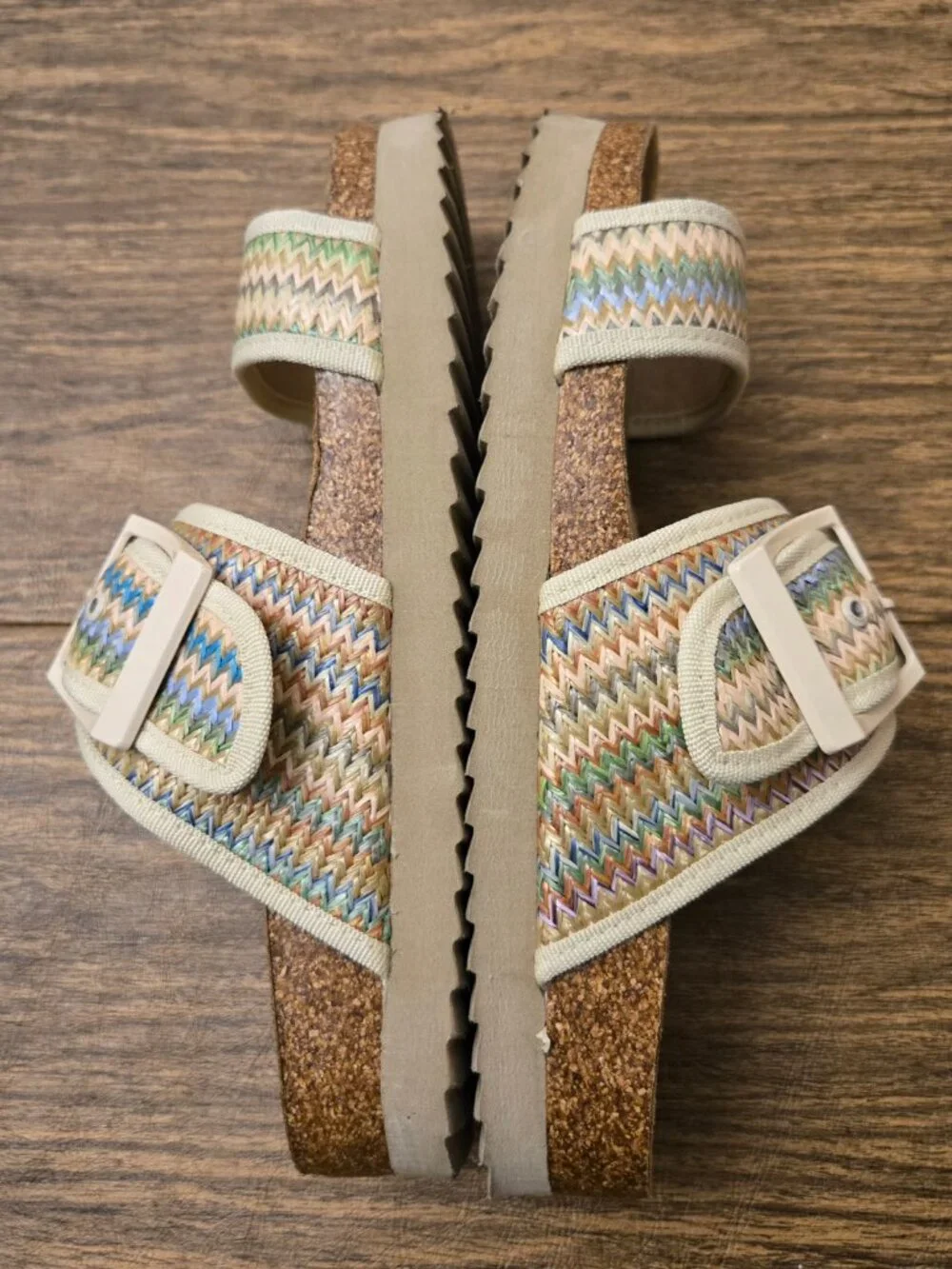 BJORNDAL Anne Marie Women's Raffia Straw Footbed Sandals w/Buckle - Size 8M